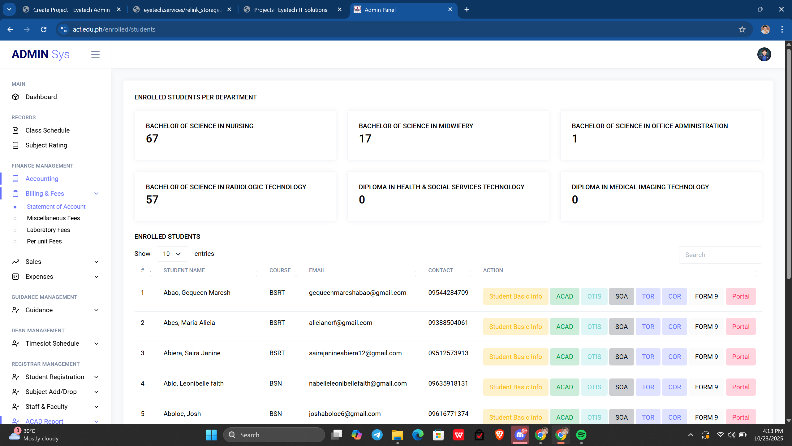ACF School Management System
