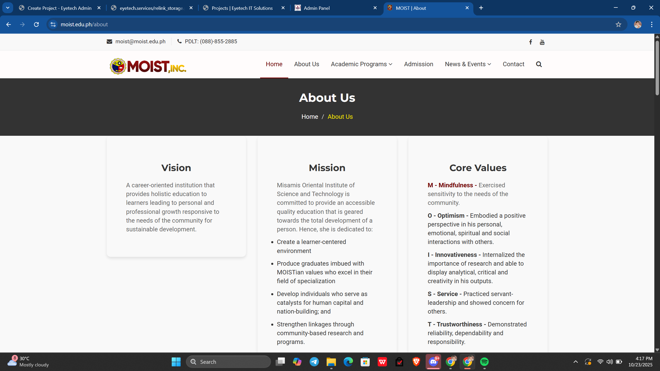Misamis Oriental Institute of Science and Technology Official Website